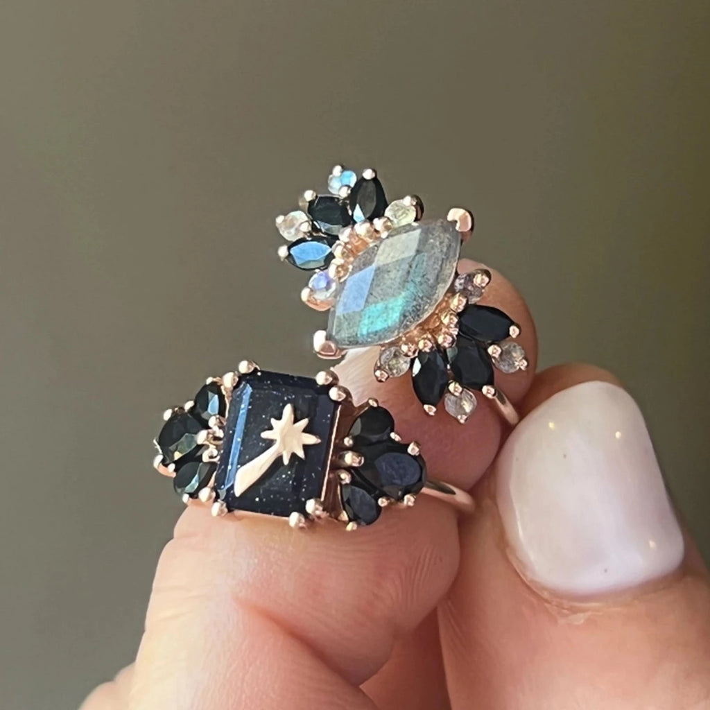 Labradorite & Black Spinel Midnight Crossings Ring