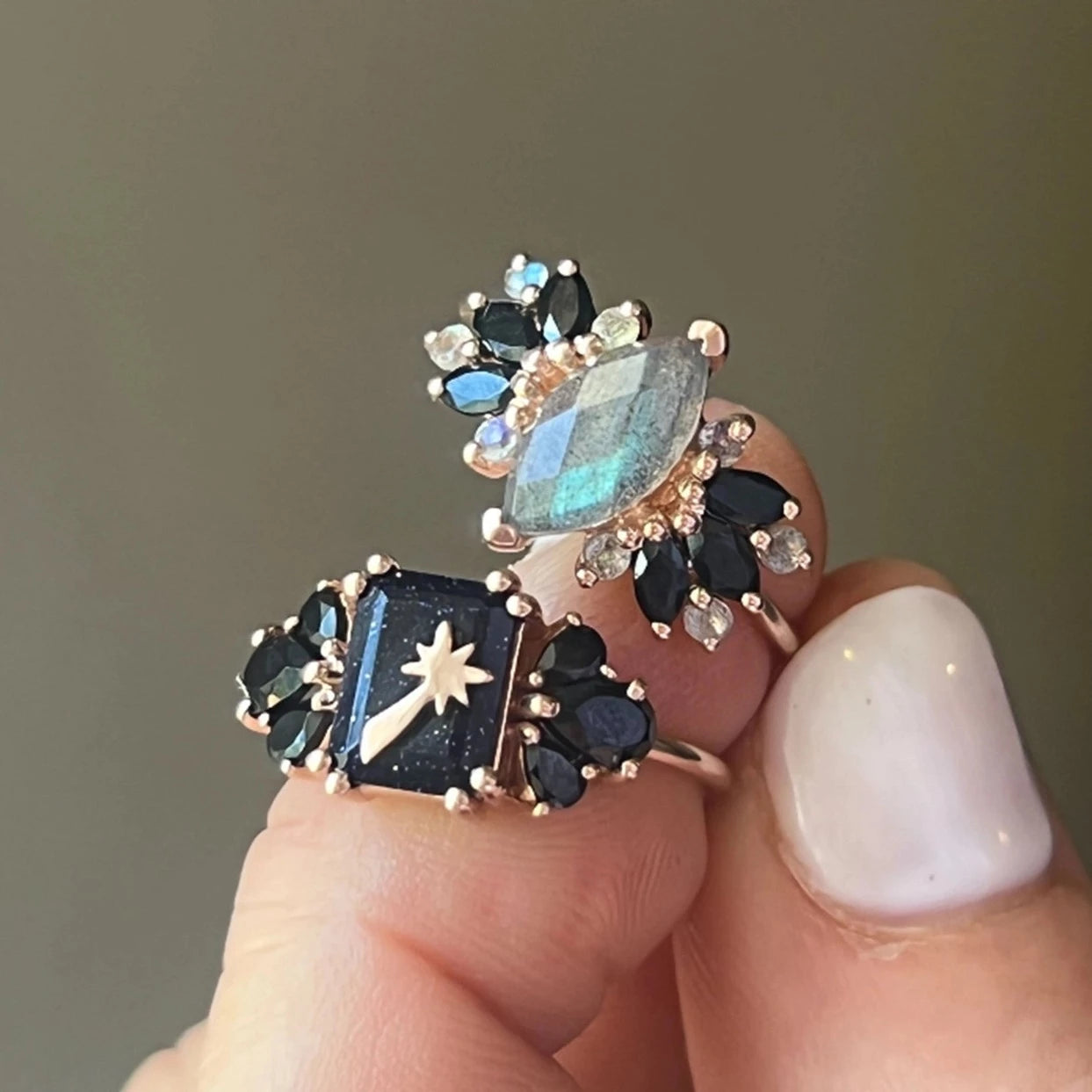 Labradorite & Black Spinel Midnight Crossings Ring