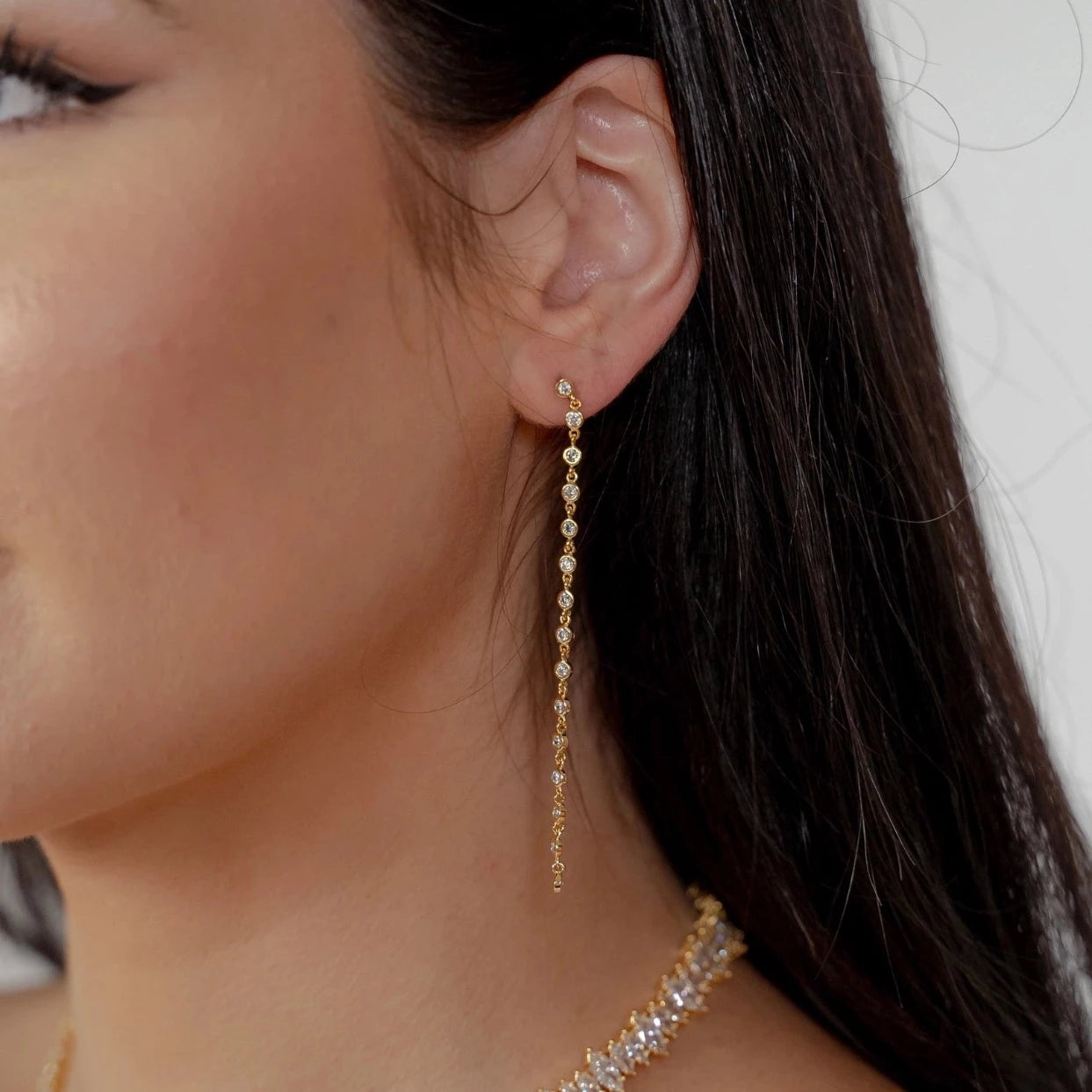 Long crystal earrings