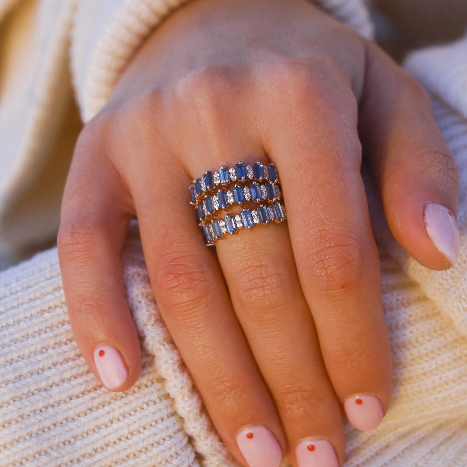 Rose Gold London Blue Topaz Canary Ring