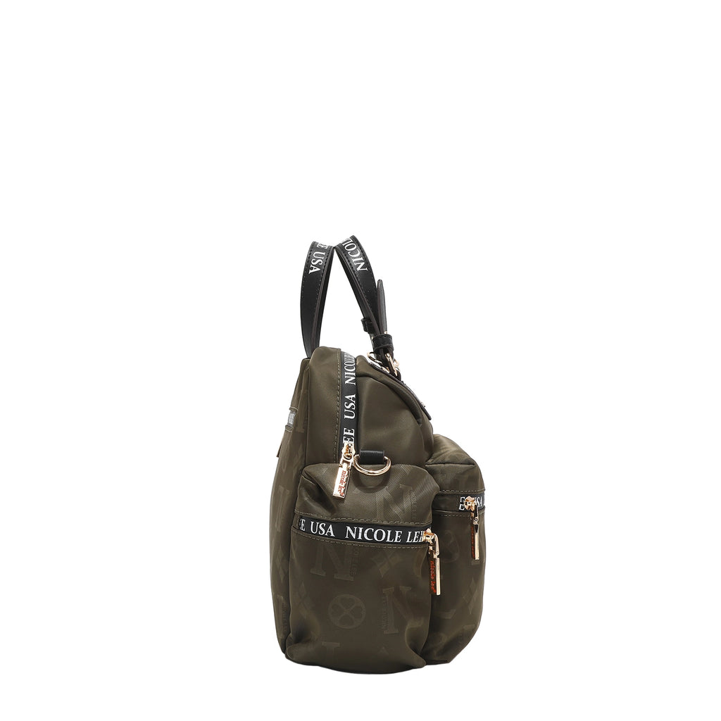Nylon Multi Pocket Handbag - Olive