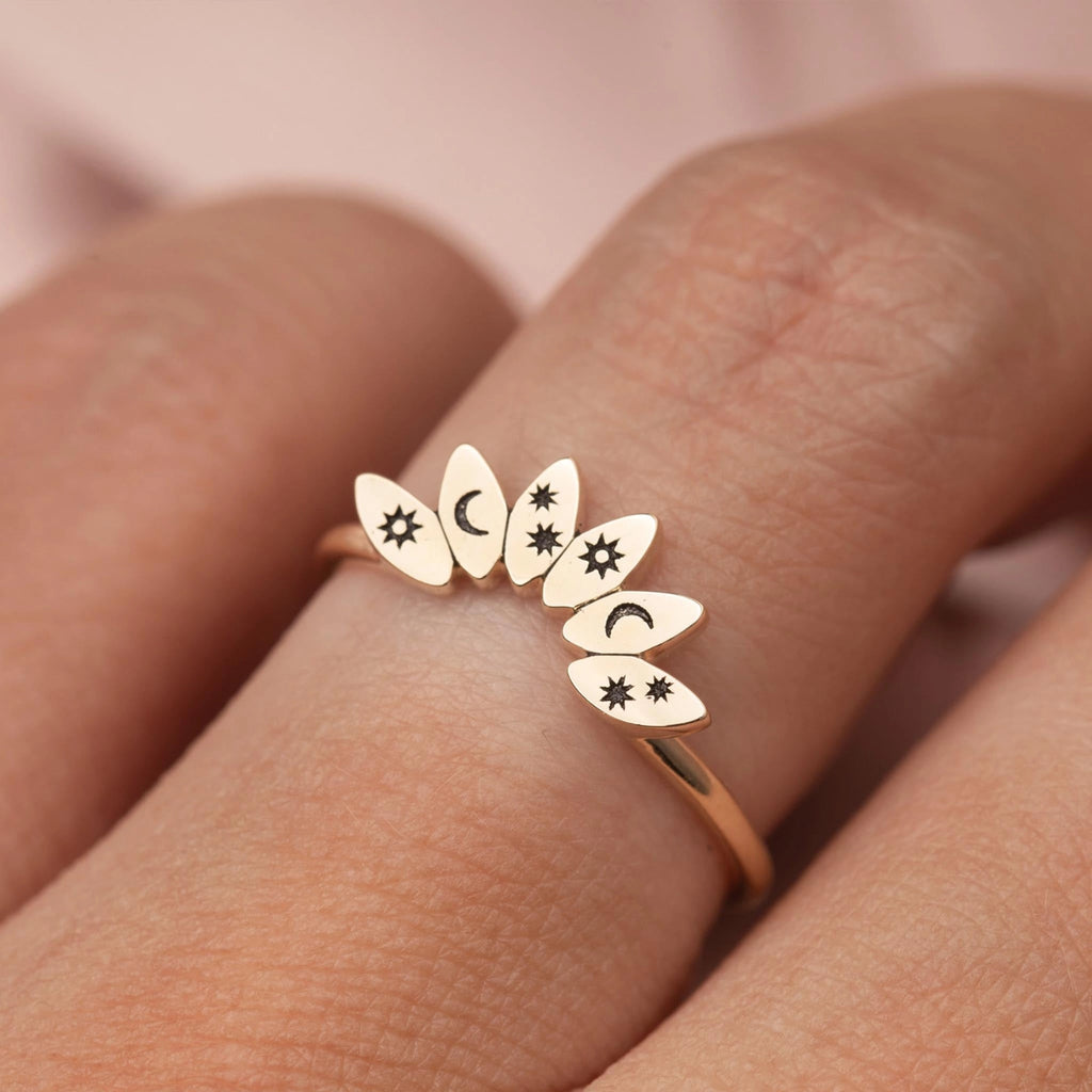Solid Gold Celestial Arc Ring