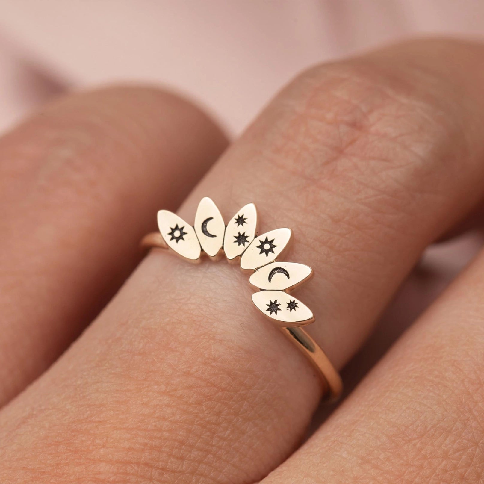 Solid Gold Celestial Arc Ring