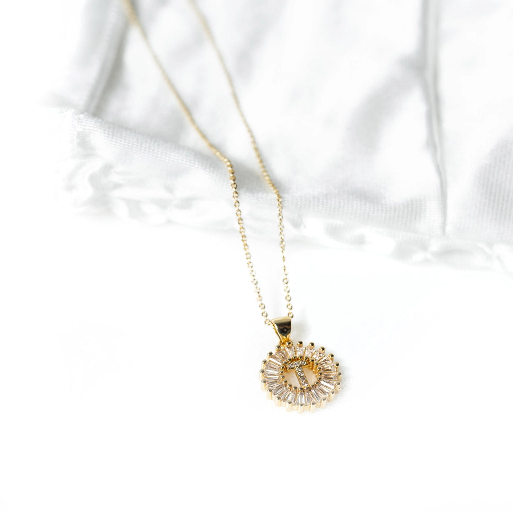 Gold Radiant Initial Necklace
