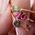 14kt Gold Diamond, Peridot and Green Topaz Belle Ring