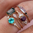9kt Rose Gold Moss Agate & Topaz Annabelle Ring