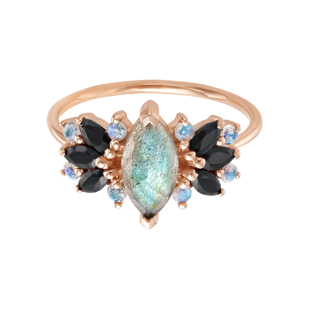 Labradorite & Black Spinel Midnight Crossings Ring