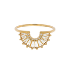 Solid Gold Diamond & Topaz Illuminating Baguette Arc Ring