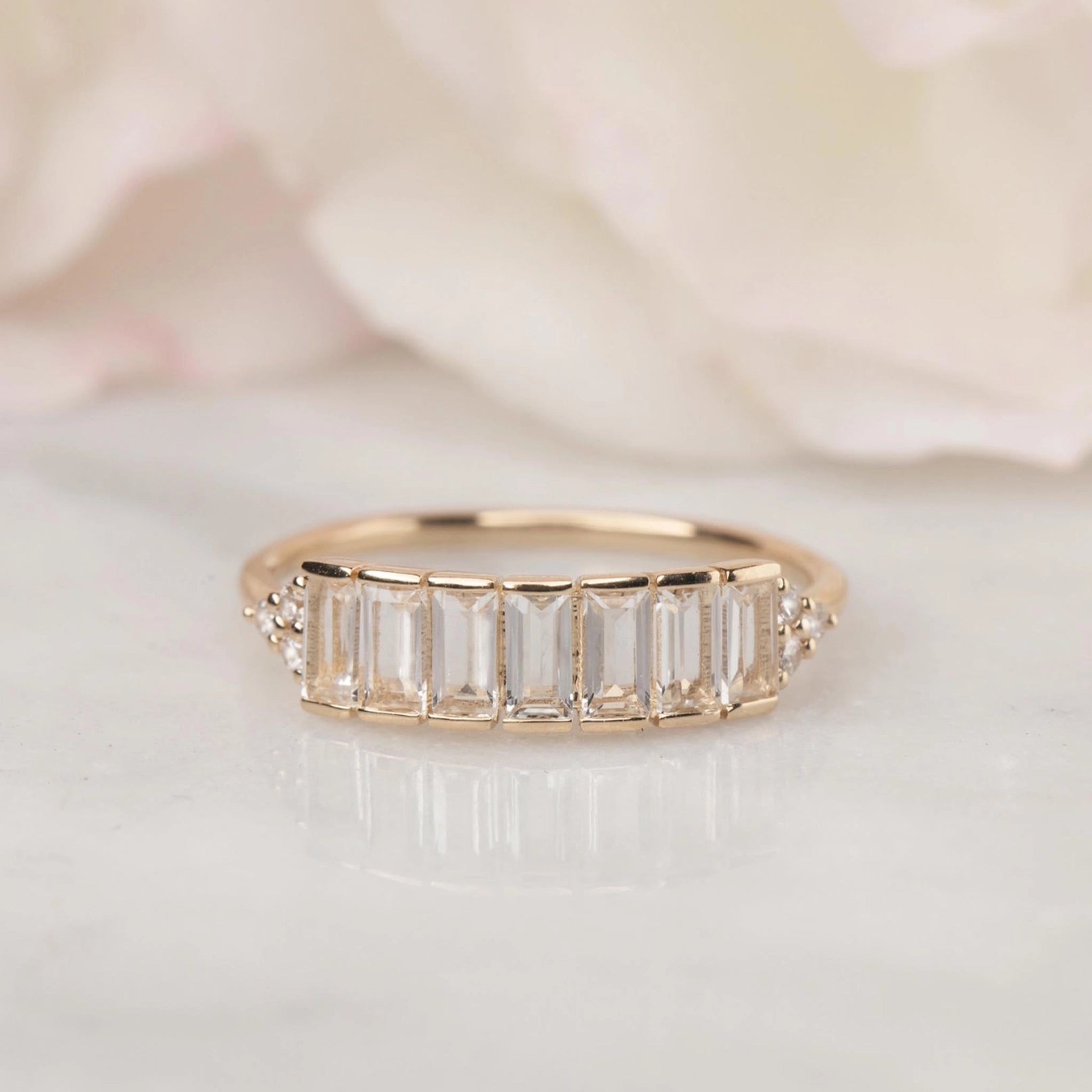 Solid Gold Diamond & Topaz Arch of Dreams Ring
