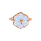 Rose Gold Star Studded Rainbow Moonstone Ring